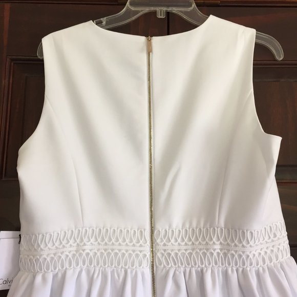 Calvin Klein Size 12 White Fit & Flare Dress - Picture 9 of 9